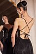 Amoris by LaDivine T214 High Slit Glitter Lace Up Back Dress