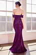 Amoris by LaDivine T603 Draped Bodice Off-The-Shoulder Glitter Dress