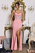Amoris by LaDivine T722 Eloise High Slit Floral Bodice Dress