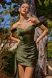 Amoris T736 Draped Skirt Satin Off The Shoulder Dress