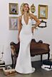 Amoris T720W Lia Ruched Bodice Plunging Halter Neckline Wedding Dress