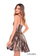 Amarra 88059 Ruched Corset Pleated Metallic Dress