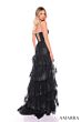 Amarra 88500 Layered Skirt Plunging Neck Dress