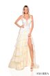 Amarra 88500 Layered Skirt Plunging Neck Dress
