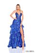 Amarra 88500 Layered Skirt Plunging Neck Dress