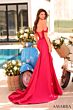 Amarra 88978 Off The Shoulder High Slit Satin Skirt Dress
