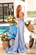 Amarra 88978 Off The Shoulder High Slit Satin Skirt Dress
