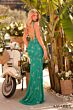 Amarra 88987 Sheer Side Plunging Neck Beaded Dress
