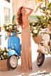 Amarra 89007 Plunging V-Neck Beaded High Slit Dress