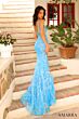 Amarra 88748 Ruffle Slit Sequin Embroidery Dress