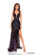 Amarra 88769 Cutaway Slit Paillettes Skirt Dress