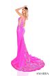 Amarra 88200 Long Train Sheer Sides Floral Dress