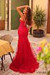 Amarra 88222 Godet Skirt Embroidered Corset Dress