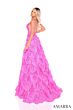 Amarra 88265 Layered Skirt Plunging Neckline Glitter Dress