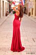 Amarra 88271 Plunging Neckline High Slit Glitter Dress