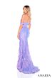 Amarra 88293 Floral Appliques High Slit Sequin Dress