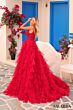 Amarra 88296 Ruffle Skirt Plunging Neckline Dress