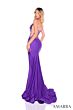 Amarra 88312 Floral Bodice Plunging Neck Lace-Up Dress