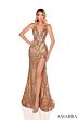 Amarra 88325 Plunging Neckline Sheer Sides Sequin Dress