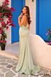 Amarra 88328 3D Rosettes Plunging Halter Backless Dress
