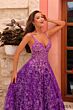 Amarra 88362 Sheer Sides Floral Glitter Corset Dress