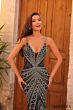 Amarra 88395 Open Back Plunging Neckline Geometric Dress