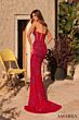 Amarra 89093 Slit Skirt Embellished Lace-Up Dress