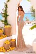 Amarra 89496 Notched Neck Beaded High Slit Dress