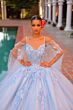 Amarra 54306 Cape Sleeve Corset Bodice Quinceanera Gown