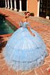 Amarra 54312 Ruffle Skirt Flutter Sleeve Sweet 16 Gown
