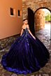 Amarra 54316 Cold-Shoulder Strap Basque Waist Quinceanera Dress