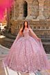 Amarra 54324 Hooded Cape Petal Train Quince Dress
