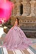 Amarra 54324 Hooded Cape Petal Train Quince Dress
