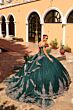 Amarra 54324 Hooded Cape Petal Train Quince Dress