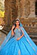 Amarra 54324 Hooded Cape Petal Train Quince Dress