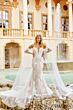 Amarra 84377 Cold-Shoulder Cape Sleeve Bridal Dress