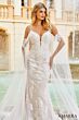 Amarra 84377 Cold-Shoulder Cape Sleeve Bridal Dress