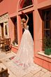 Amarra 85718 Plunging V-Neck Illusion Train Wedding Dress