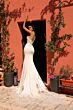 Amarra 84224 Illusion Bodice Petal Train Wedding Dress