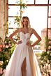 Amarra 89105 Mia Floral-Applique Bodice High Slit Bridal Gown