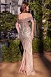 Andrea and Leo A1353 Off-The-Shoulder Beaded Back Slit Evening Dress