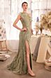 Andrea and Leo A1435 One-Shoulder Pleated Fan Bodice Evening Gown