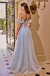 Andrea and Leo A1512 Light Blue High Slit Corset Dress