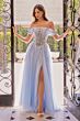 Andrea and Leo A1512 Light Blue High Slit Corset Dress