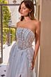 Andrea and Leo A1512 Light Blue High Slit Corset Dress