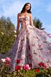 Andrea and Leo A1035 Floral Print Strapless Dress