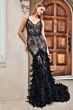 Andrea and Leo A1116 Feather Skirt Lace-Up Dress