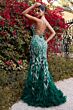 Andrea and Leo A1229 Lace-Up Back Feather Skirt Dress
