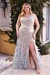 Andrea and Leo A1229 Lace-Up Back Feather Skirt Dress