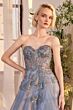 Andrea and Leo A1387 Embellished Corset Strapless Glitter Dress
